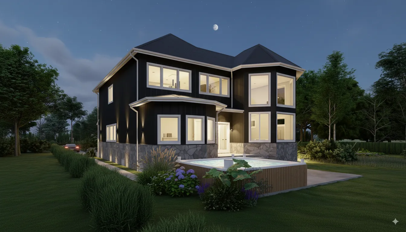 3D rendering of a custom home drafted by GV Drafting
